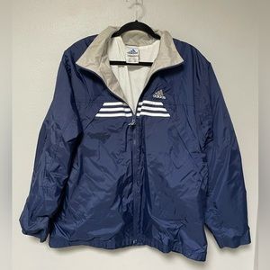 Adidas Puffy Windbreaker Coat Jacket Blue Men’s Large
